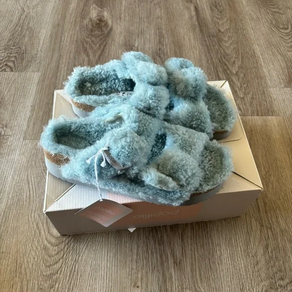 Birkenstock Free People Papillio Sandals Womens 39 US 8 Sherpa Big Buckle Blue - Picture 6 of 8